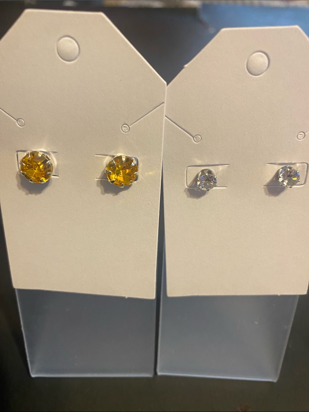 Yellow and Clear Crystal Stud Earrings - Classic Women’s Jewelry